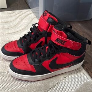 Nike Black and Red High-Top Sneakers
